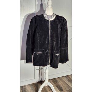 BERNARDO SUEDE JACKET COLOR BLACK LONG SLEEVE SIZE 3X